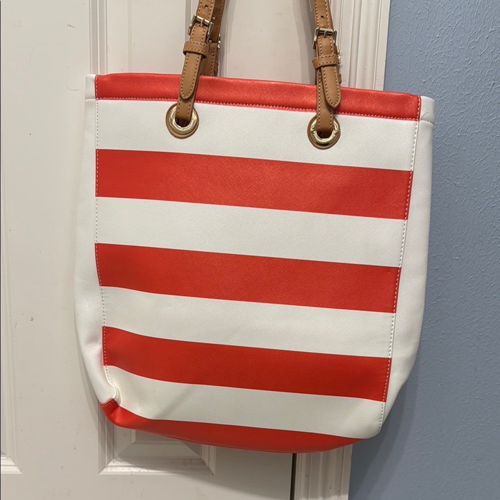 Shiraleah Orange and White Nautical Tote Bag